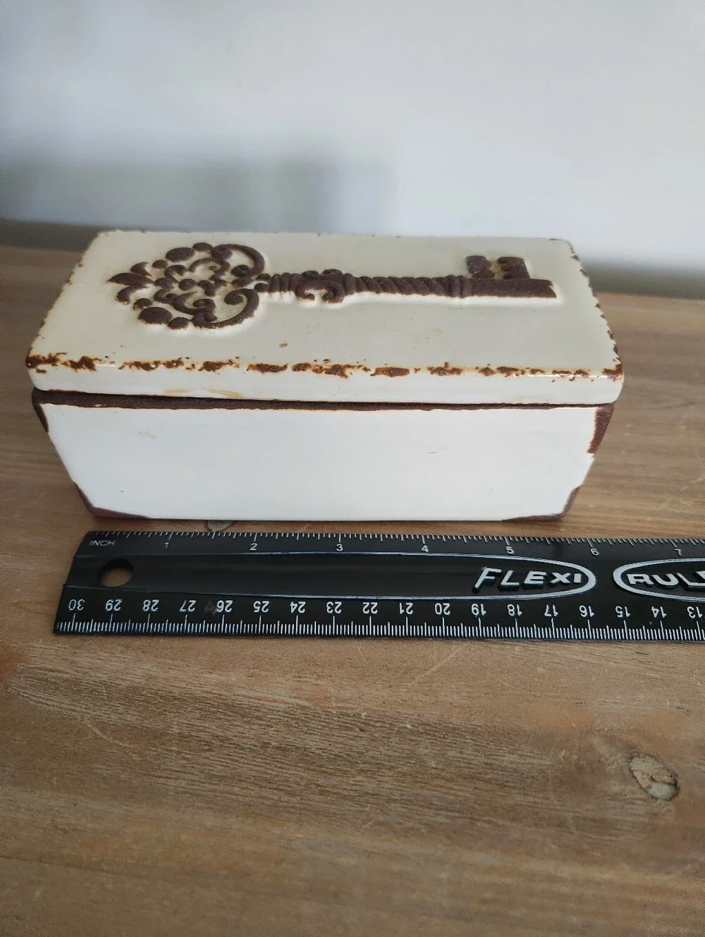 🏺 Pier 1 Rustic Key Ceramic Trinket Box with Lid | Farmhouse Decor Farmhouse